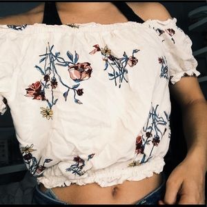 FLORAL OFF THE SHOULDER CROP TOP✨